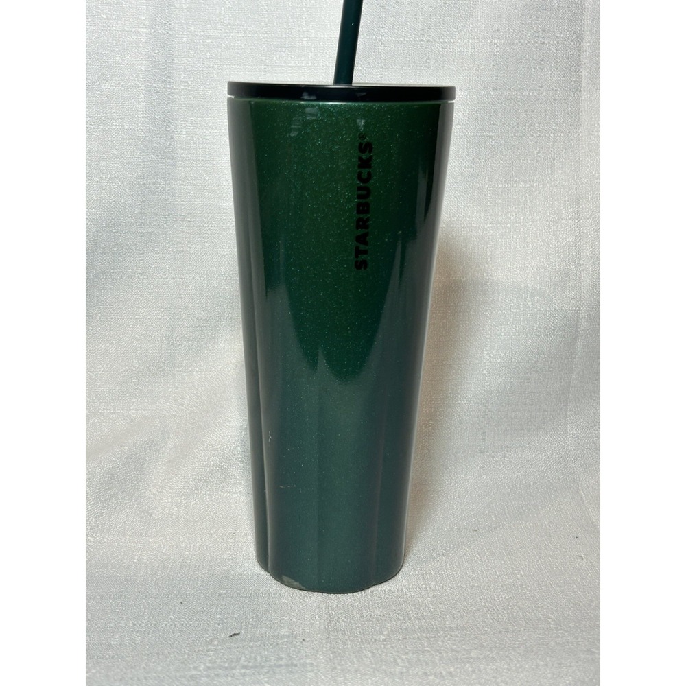 Starbucks Green Stainless Steel Scalloped 24 oz Tumbler with Lid 2021 Holiday‎